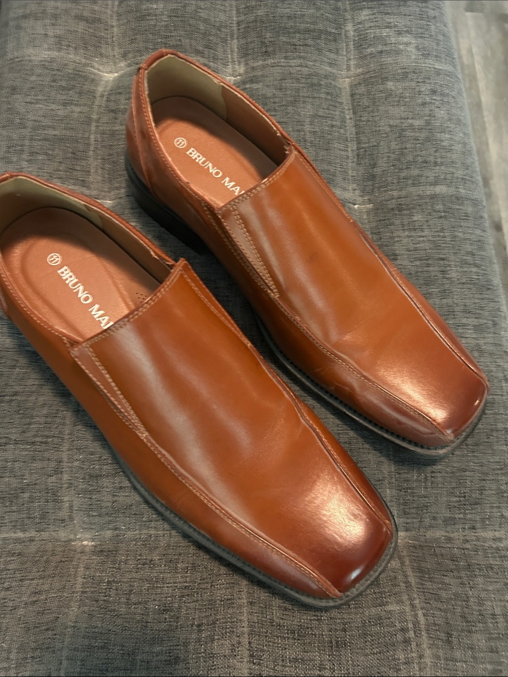 Bruno Marc Tan Leather Slip-On Loafers